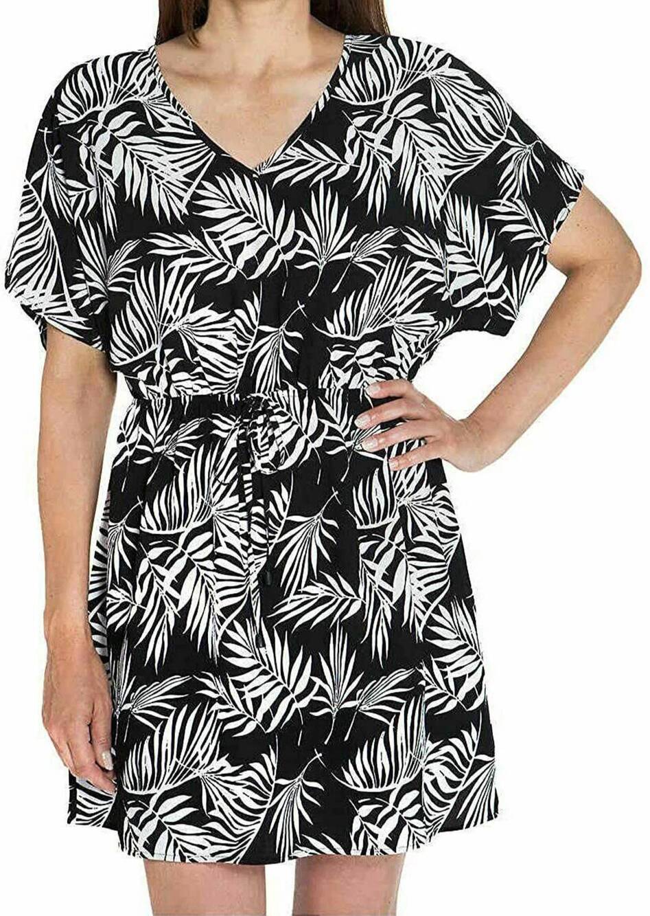 NEW MARIO SERRANI swim beach cover-up in black/white